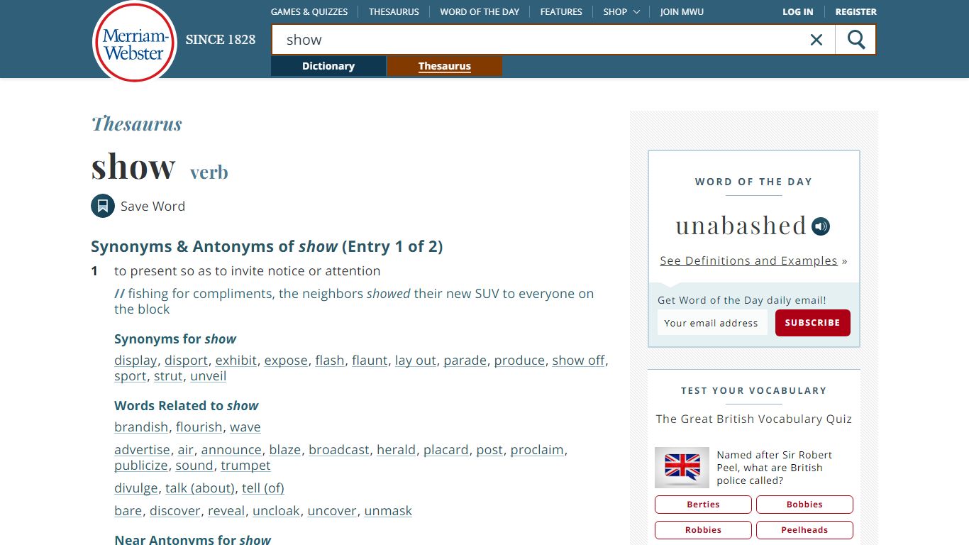 293 Synonyms & Antonyms of SHOW - Merriam-Webster